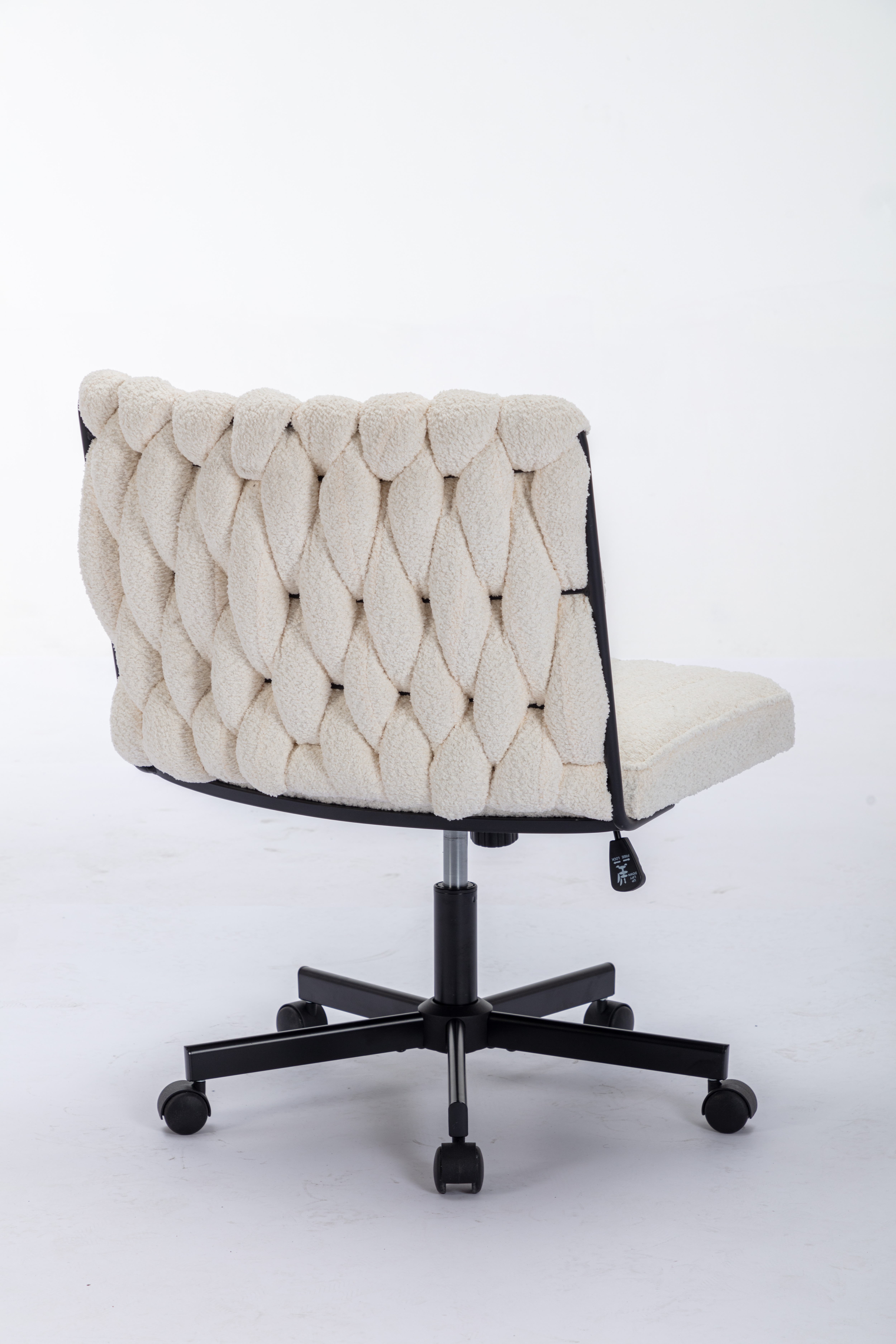 Criss Cross Legged Office Desk Chair With Wheels, Modern Armless Desk Chair With Wide Seat, Home Office Chairs For Work, Meditation, Vanity,White_voghion.com